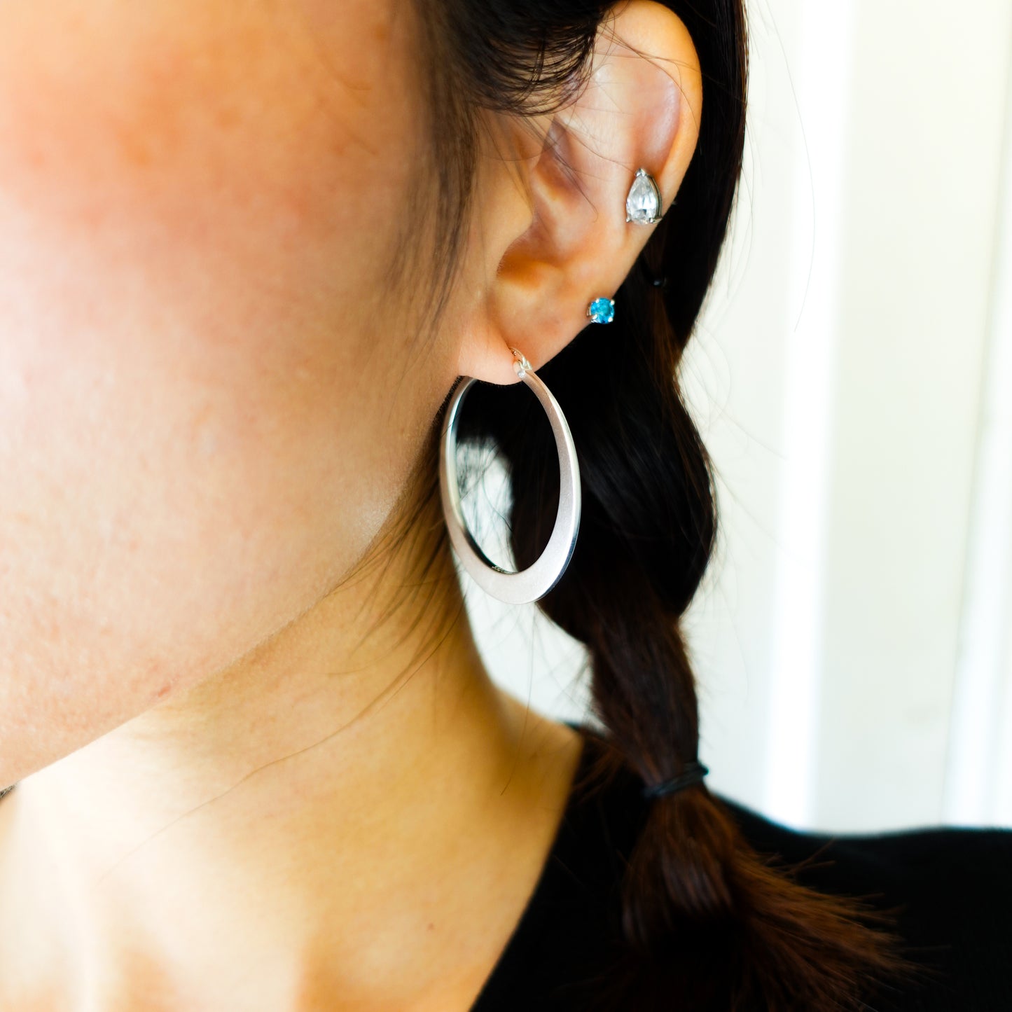 Sterling Silver Large Hoop Earrings, Plain Big Hoops, Minimalist Large Earrings, Modern Silver Hoops, Gift for Her