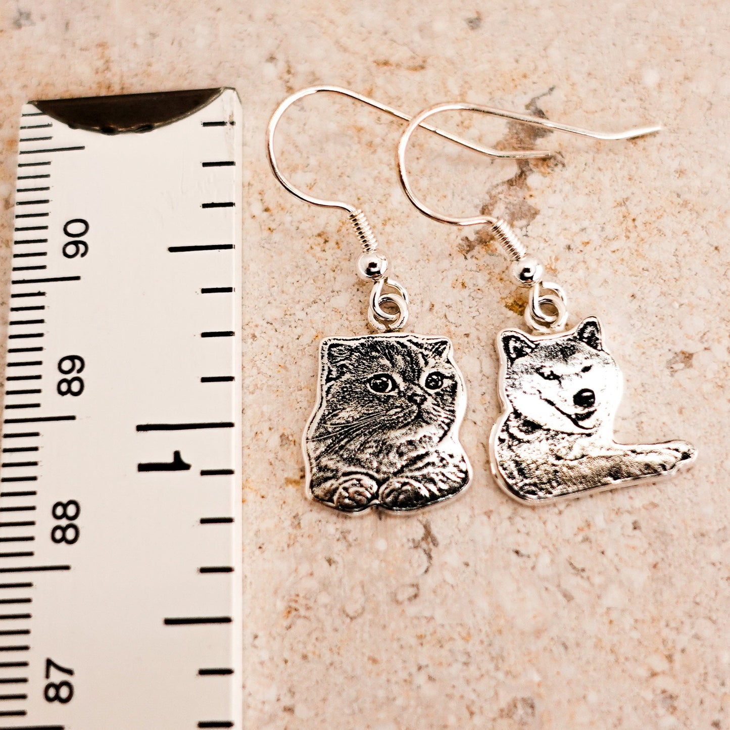Sterling Silver Custom Pet Portrait Earrings, Personalized Pet Photo Earrings, Cat Dog Pet Lover Jewelry, Birthday Gift for Mom Wedding Gift