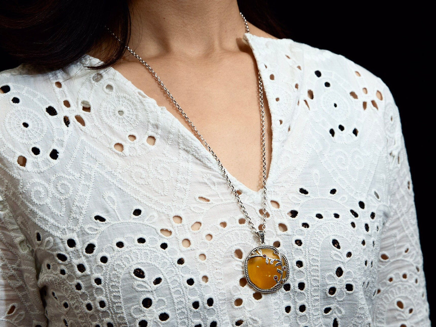Yellow Chalcedony Pendant Necklace: Oversized Gemstone, Yellow Agate