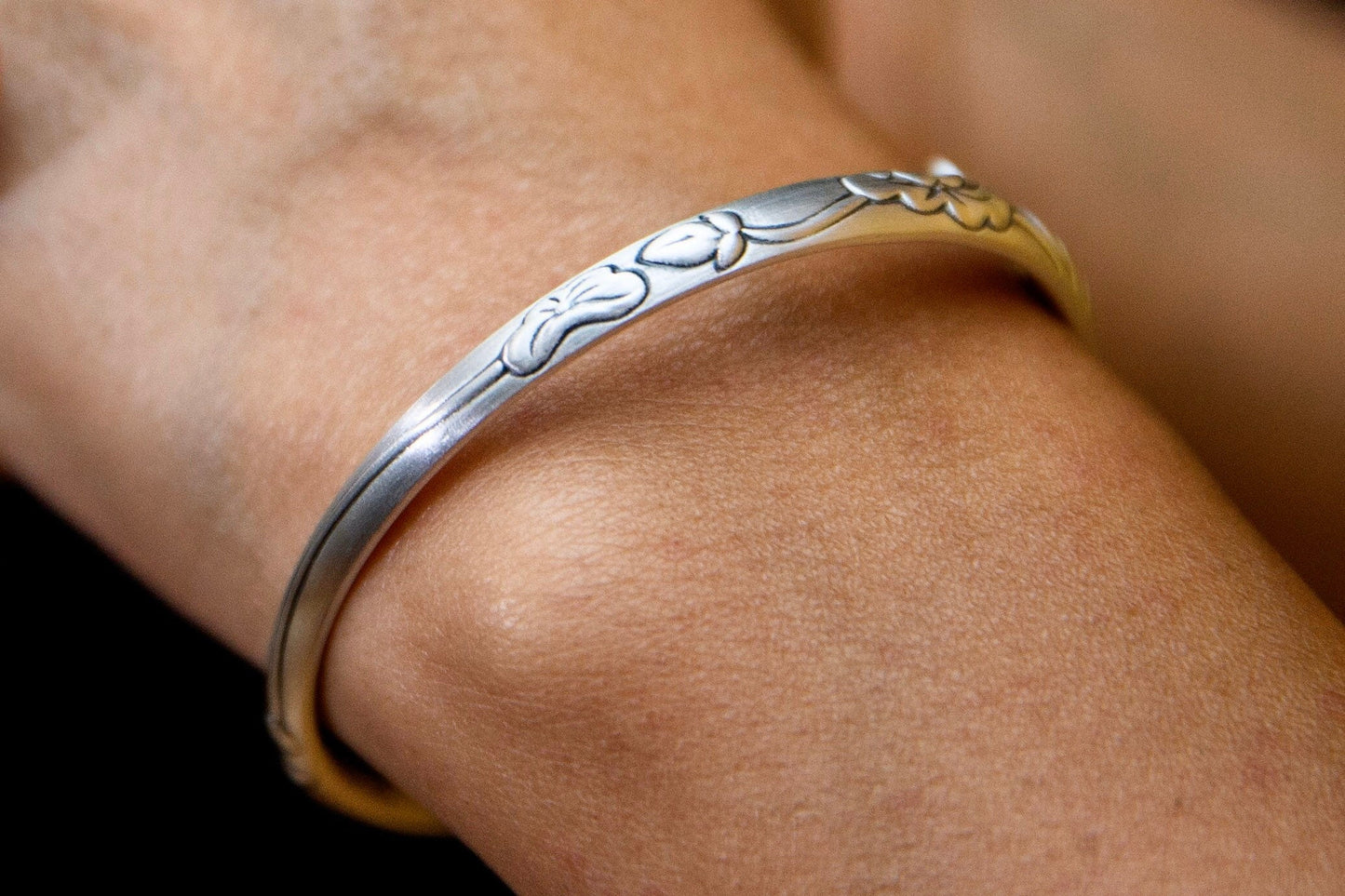 Sterling Silver Cuff Bracelet for women, Protection Gift for Mom