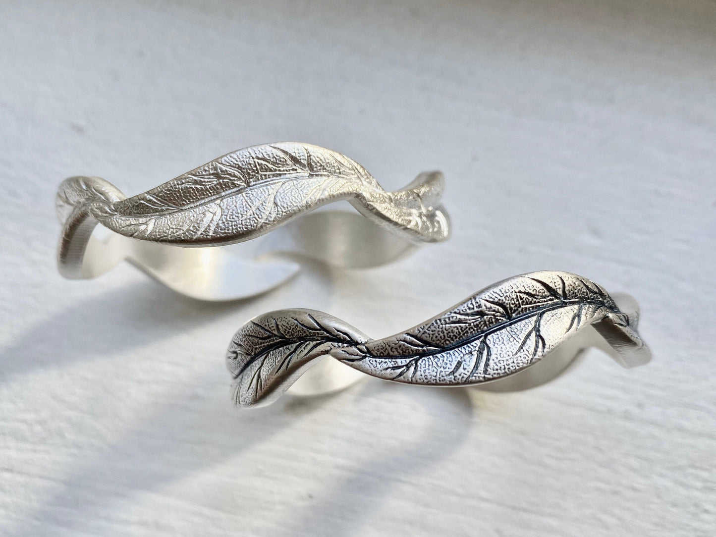 Sterling Silver Cuff Bracelet for women, Leaf silver bracelet, nature bracelet, leaf bangle bracelet, Anniversary jewelry gift for her