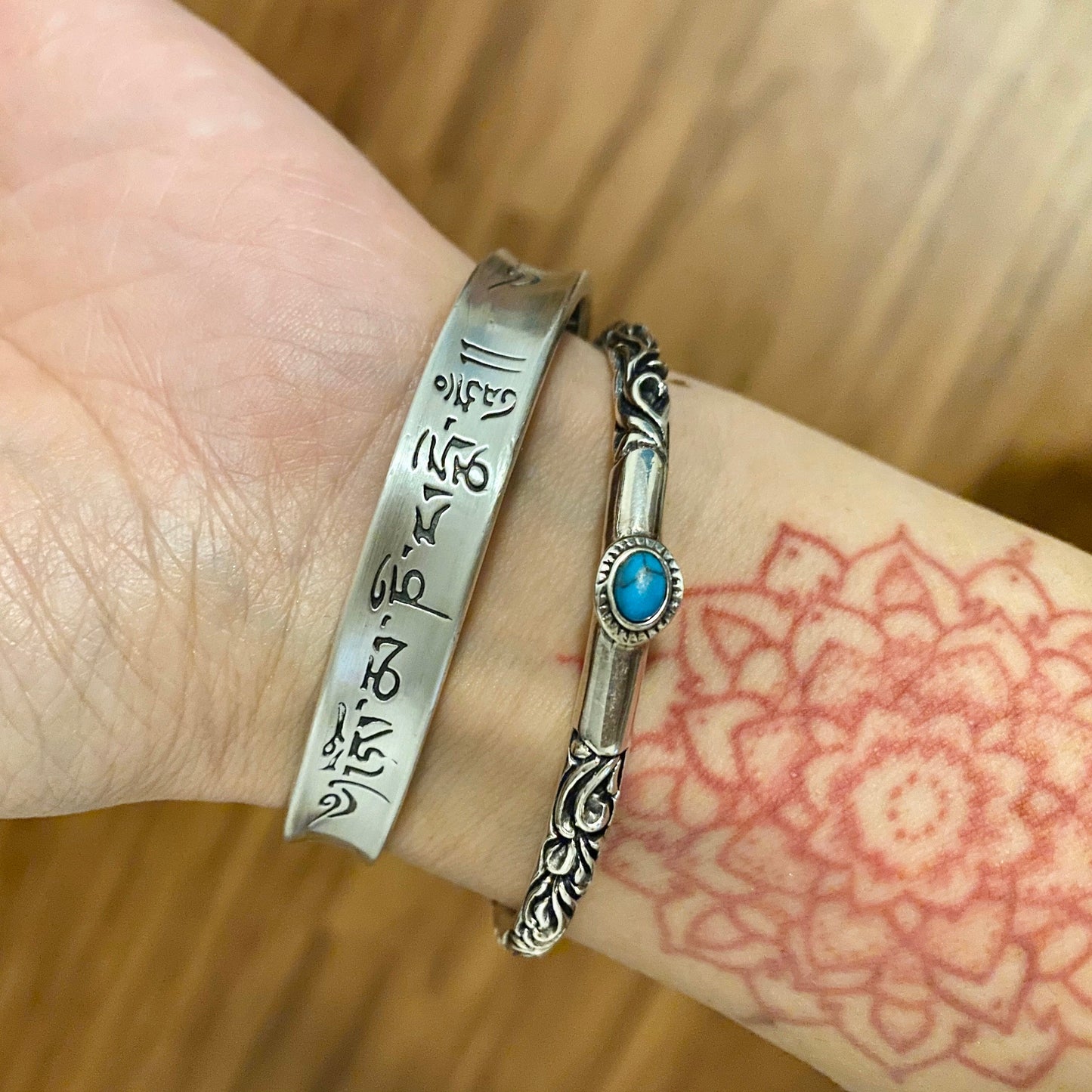 Sterling Silver Turquoise Cuff Bracelet, Engraved Bohemian Jewelry