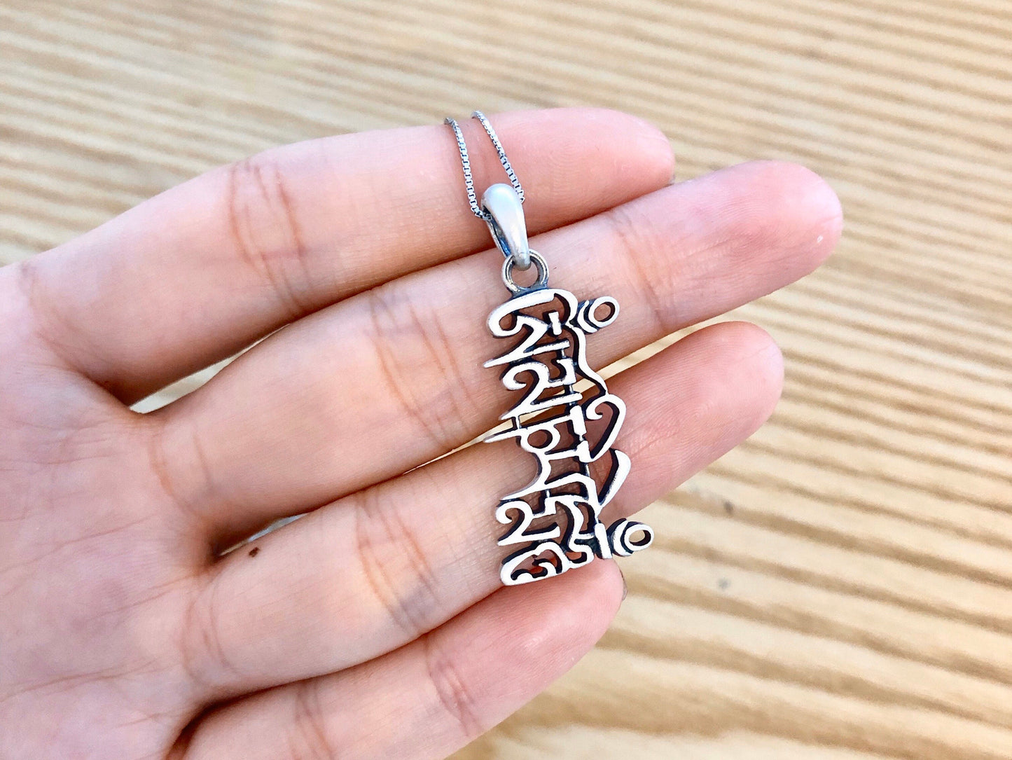Tibetan mantra necklace, mindfulness Om Mani Pedme Hum necklace, Om necklace, Yoga necklace, buddhist necklace, tibetan necklace