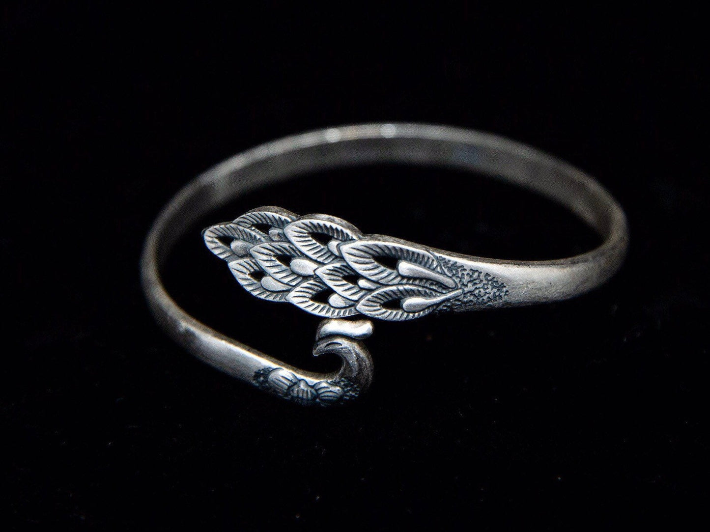 Sterling Silver Peacock Cuff Bracelet, Adjustable Statement Jewelry Mothers Day Gift