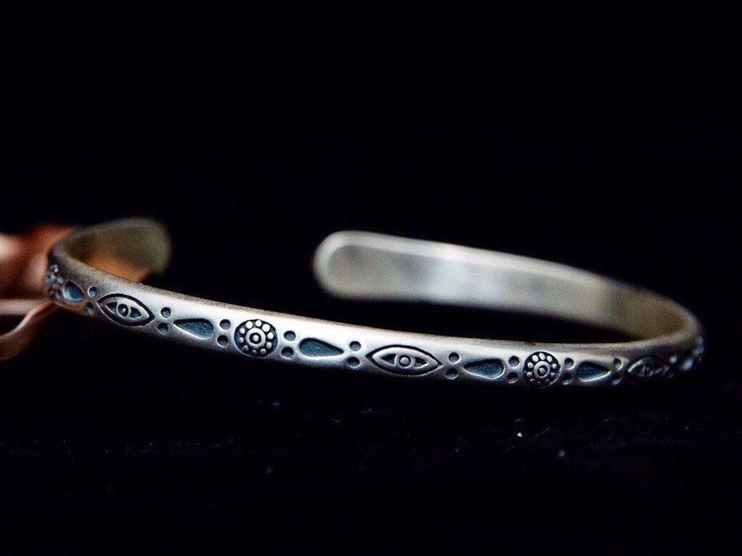 Sterling silver cuff bracelet for women, engraved bohemian pattern cuff, stacking cuff, boho bracelet, stackable bracelets, gift for her
