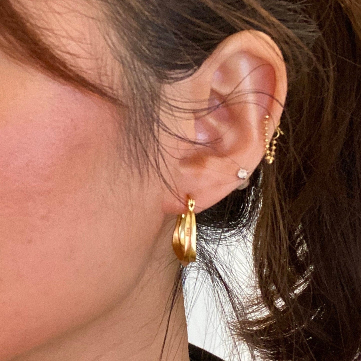 Matt Finish Gold Hoop Earrings, Gold Filled Moroccan earrings, sterling silver tribal jewelry, graduation gift for her