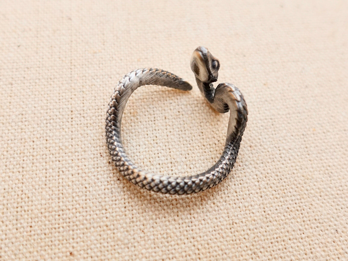 Sterling Silver Snake Ring for Men Women, Snake Thumb Ring, Adjustable Ring, Solid Silver Chunky Mens Thumb Ring, Unique Serpent Ring