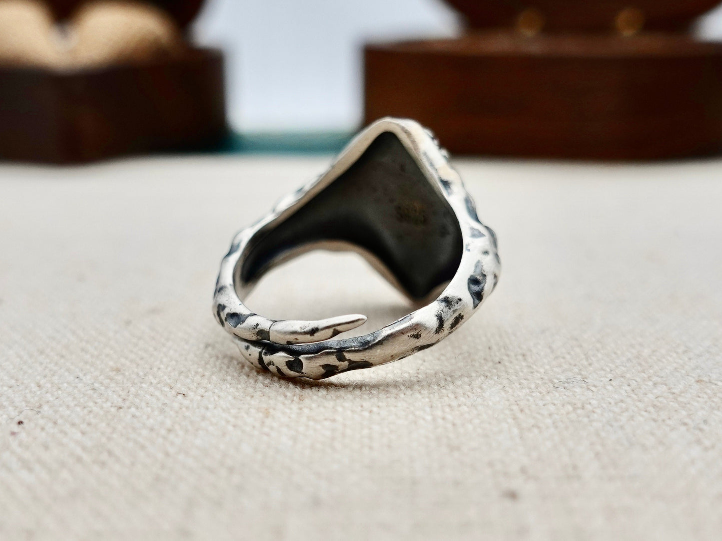Sterling Silver Om Mantra Ring: Adjustable Tibetan Yoga Jewelry