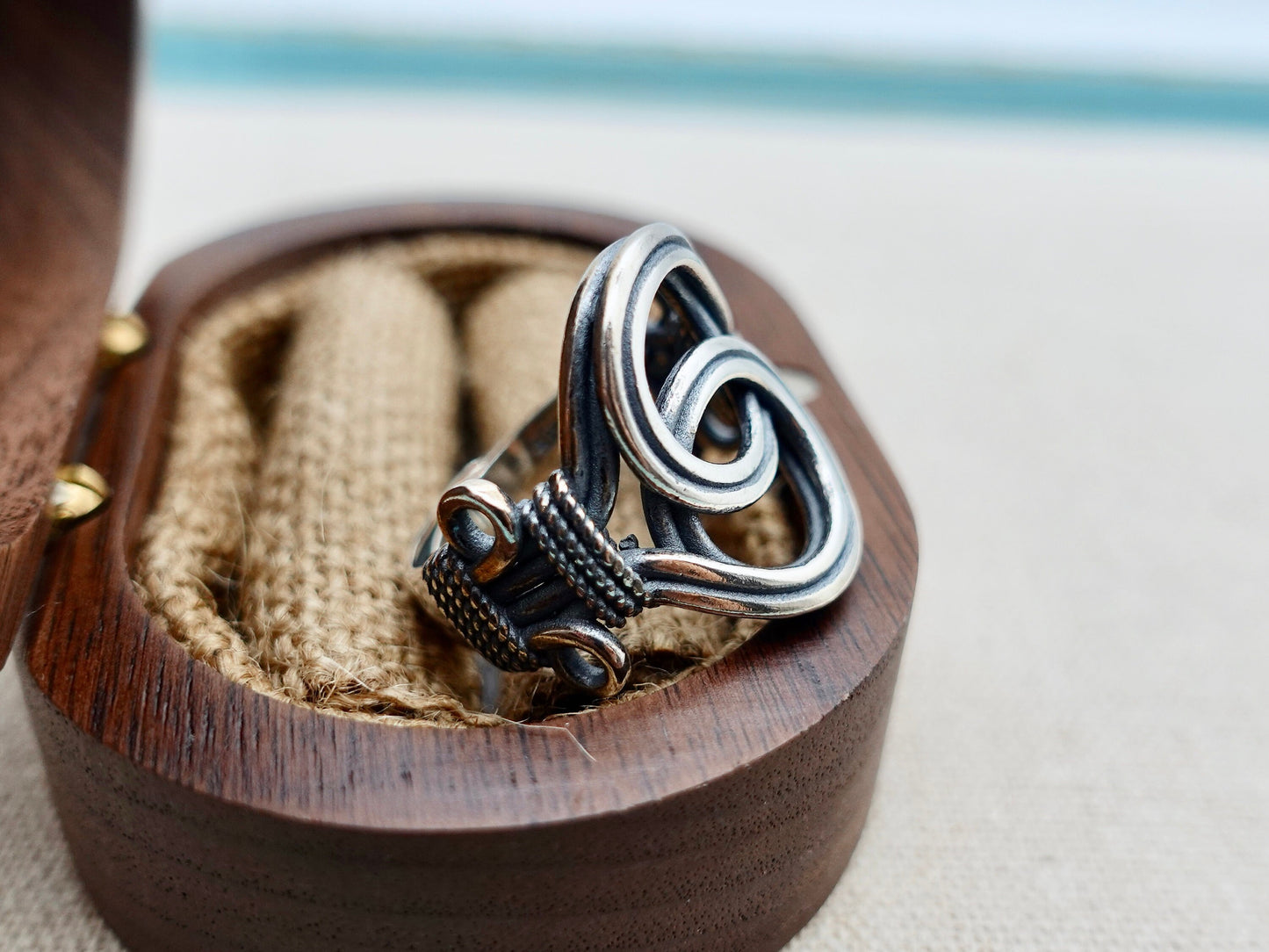 Sterling Silver Infinity Knot Ring: Adjustable Celtic Promise Ring