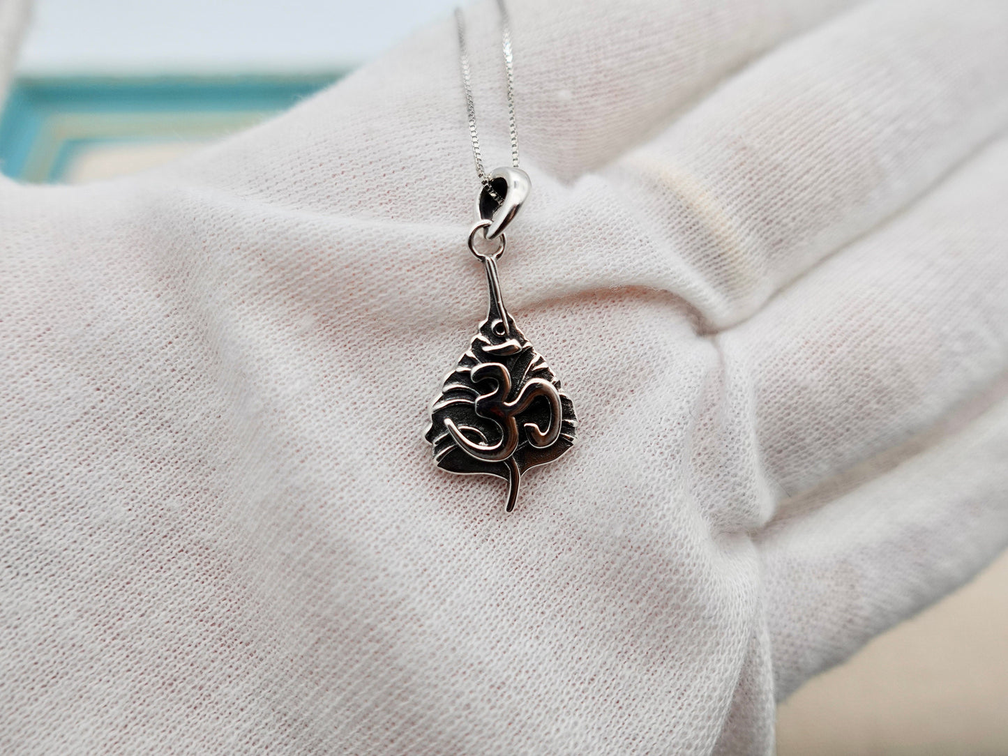 Om Protection Necklace, Sterling Silver Meditation Yoga Jewelry, Gift for Her