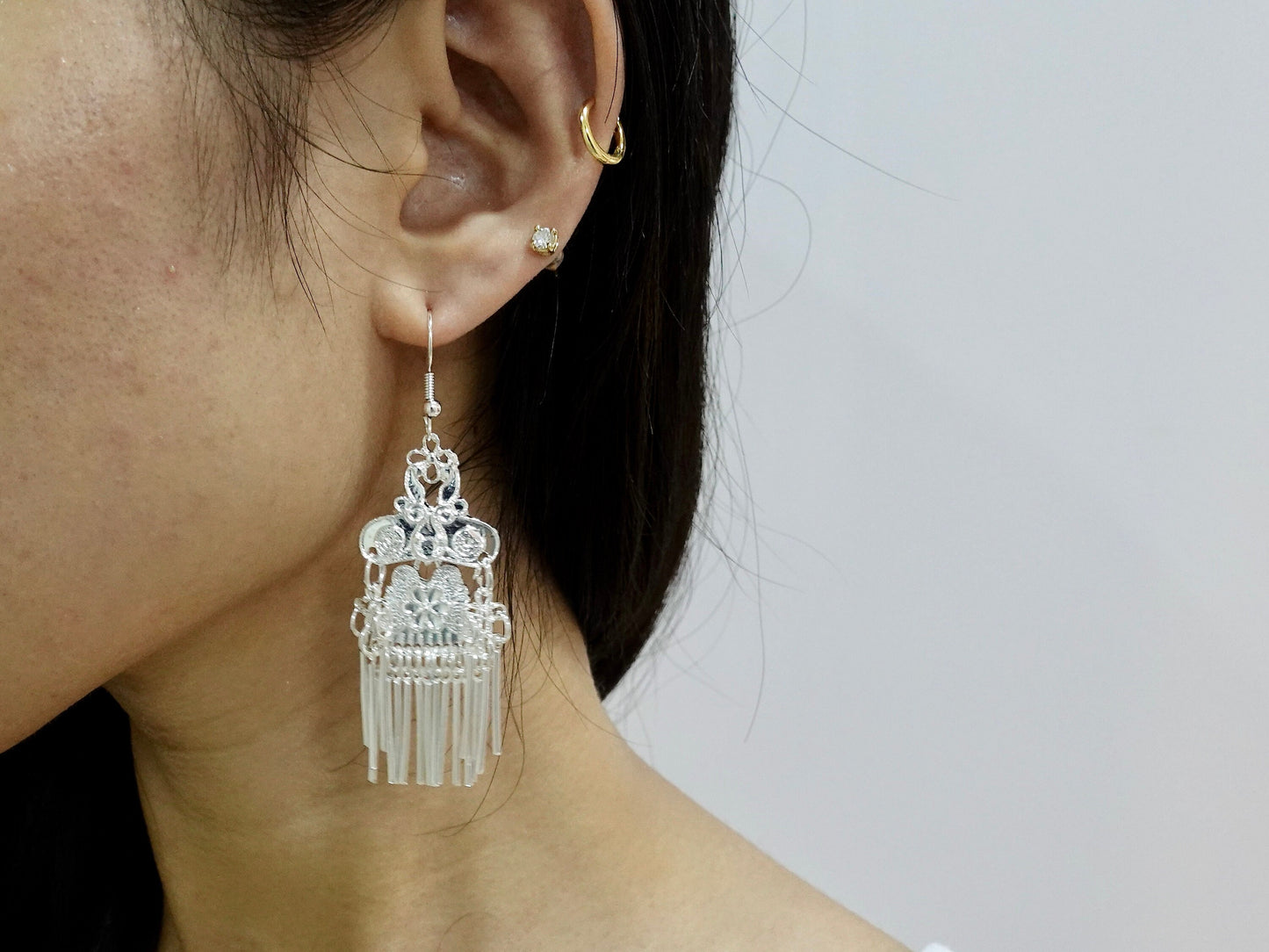 Unique Ethnic Earrings , Boho Dangle Earrings, Fringe Earrings, Artisan Chandelier Earrings, Anniversary Gift for Her, Birthday Gifts - TibiCollection