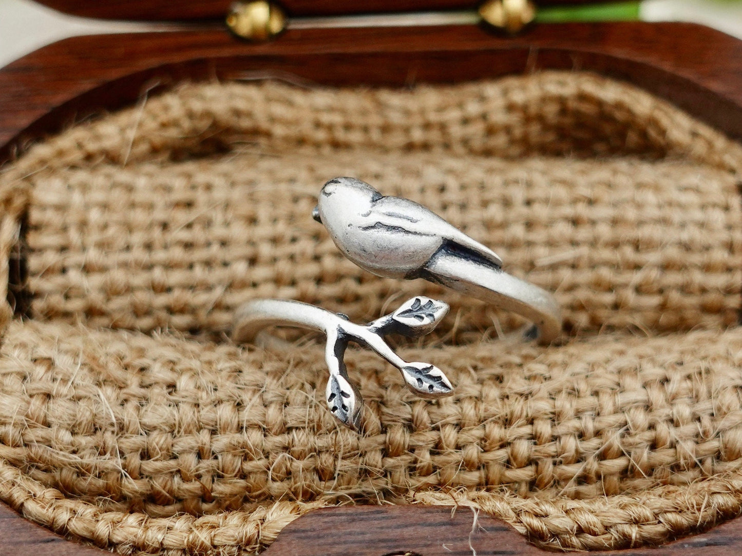 Sterling Silver Bird Ring: Adjustable Nature Wrap Ring