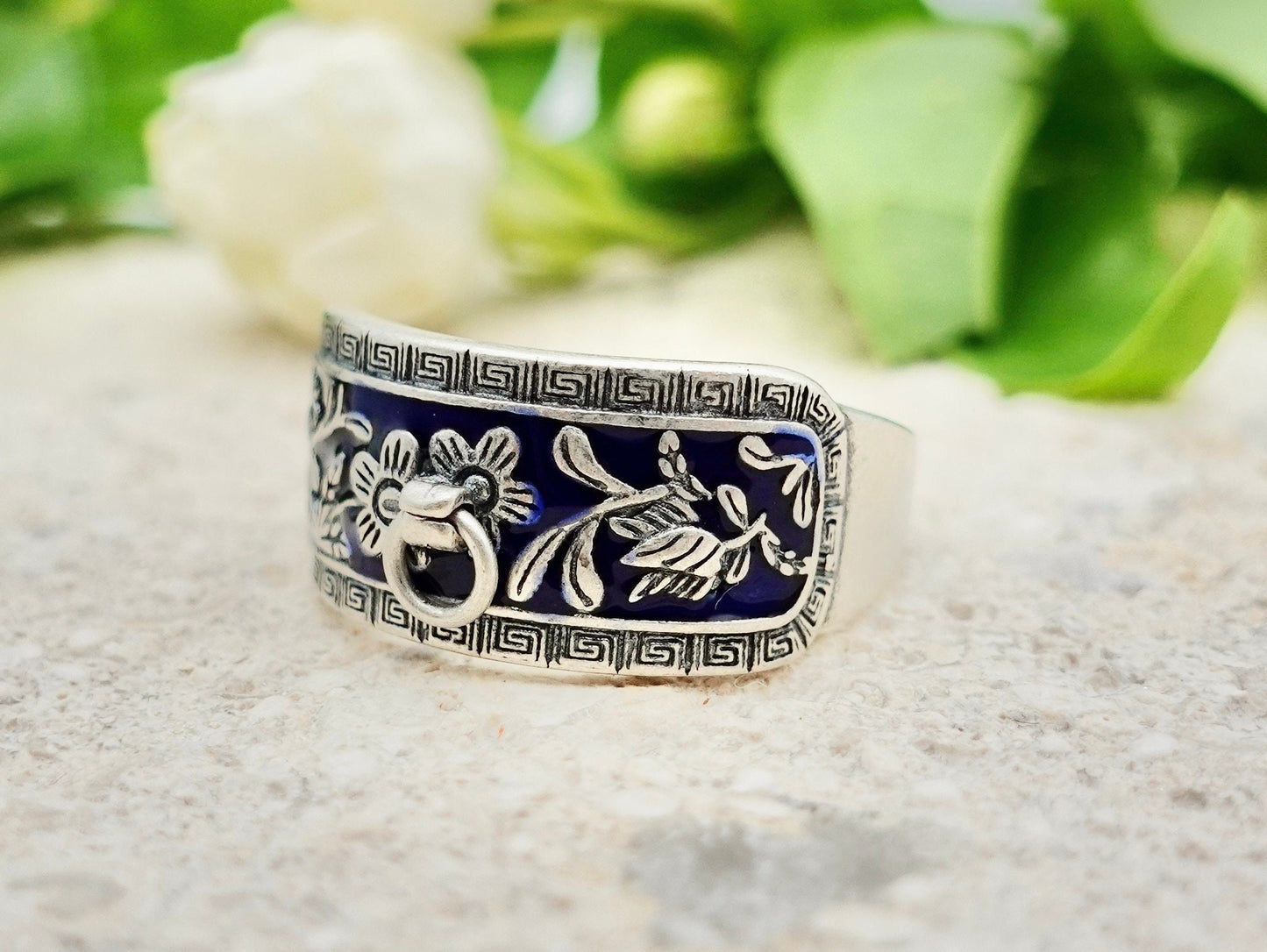 Sterling Silver Band, Leaf Ring, Bird Ring ,Adjust Ring , Nature Ring, Branch Ring, Thumb Ring