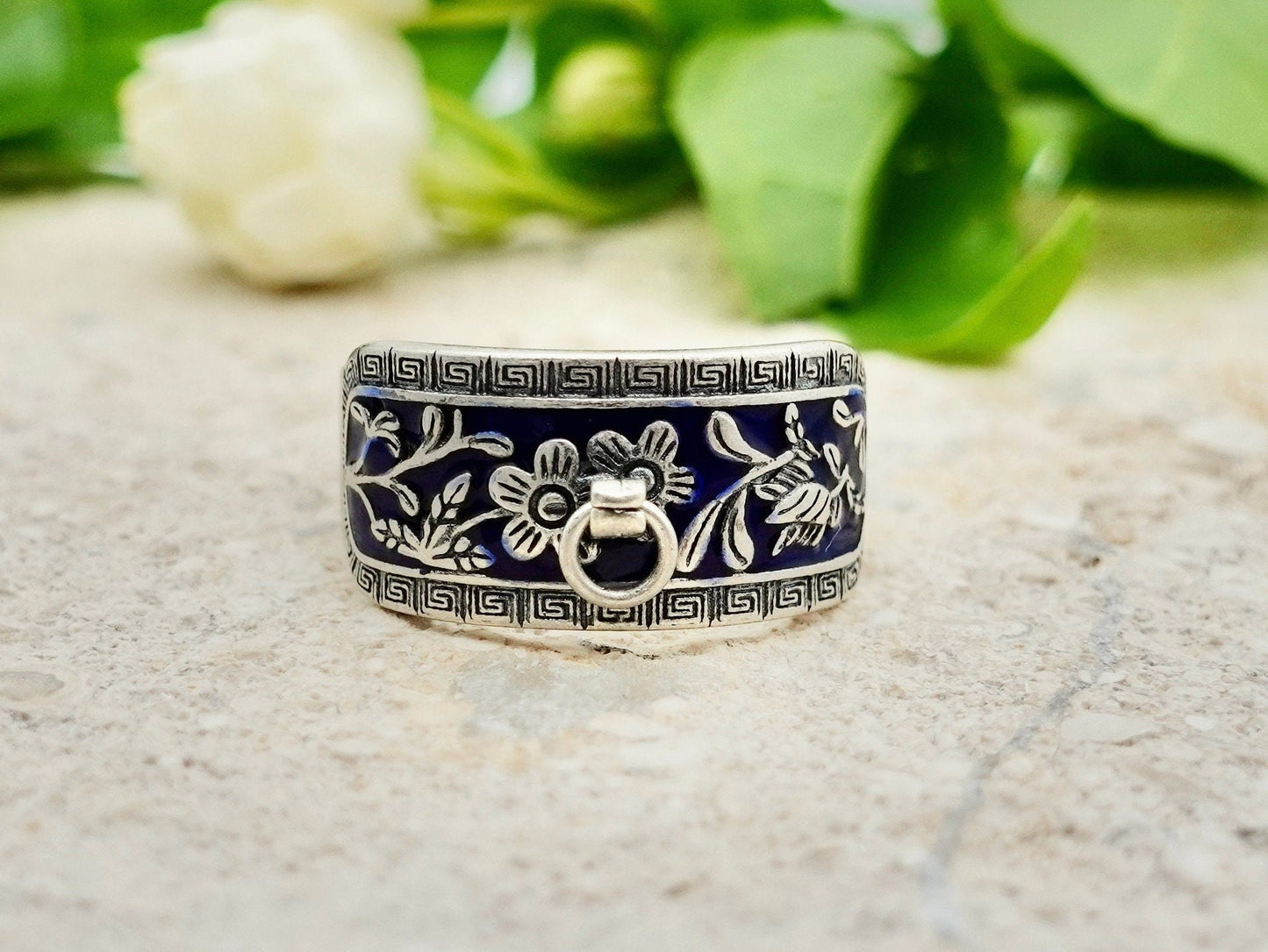 Sterling Silver Band, Leaf Ring, Bird Ring ,Adjust Ring , Nature Ring, Branch Ring, Thumb Ring