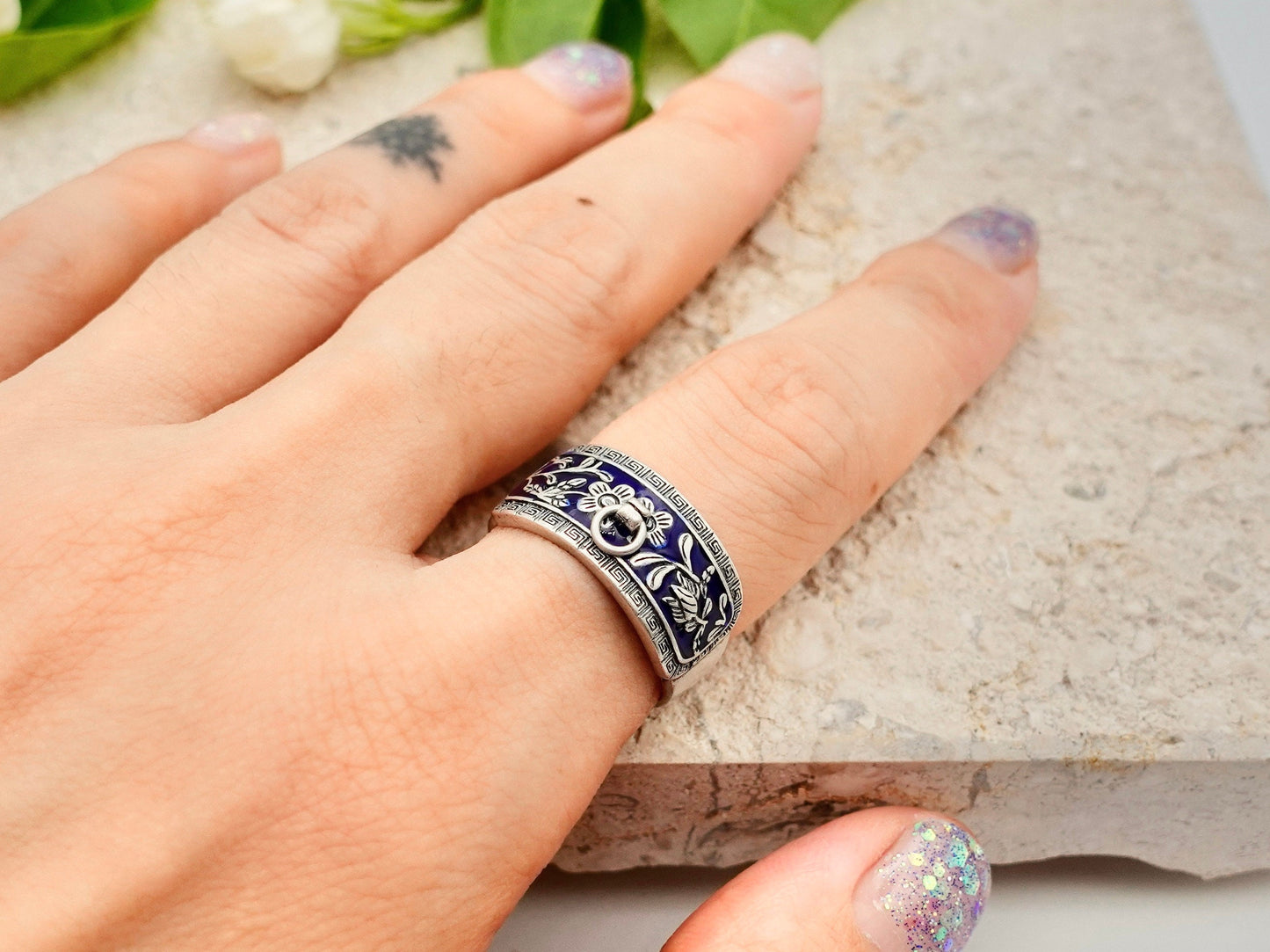 Sterling Silver Band, Leaf Ring, Bird Ring ,Adjust Ring , Nature Ring, Branch Ring, Thumb Ring