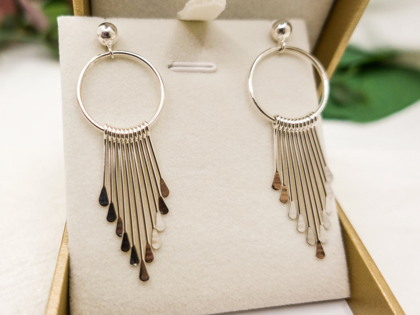 Plain Sterling Silver Long Dangle Earrings, Tassel Earrings, Fringe Earrings, Boho Silver Earrings, Holiday Gift for Her Him, NO STONE