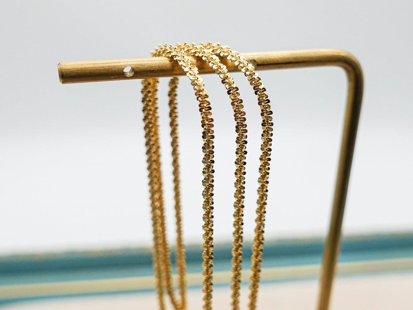 Sterling Silver Gold Filled Chain Necklace, Gold Sparkle Chain, Snowflake Chain