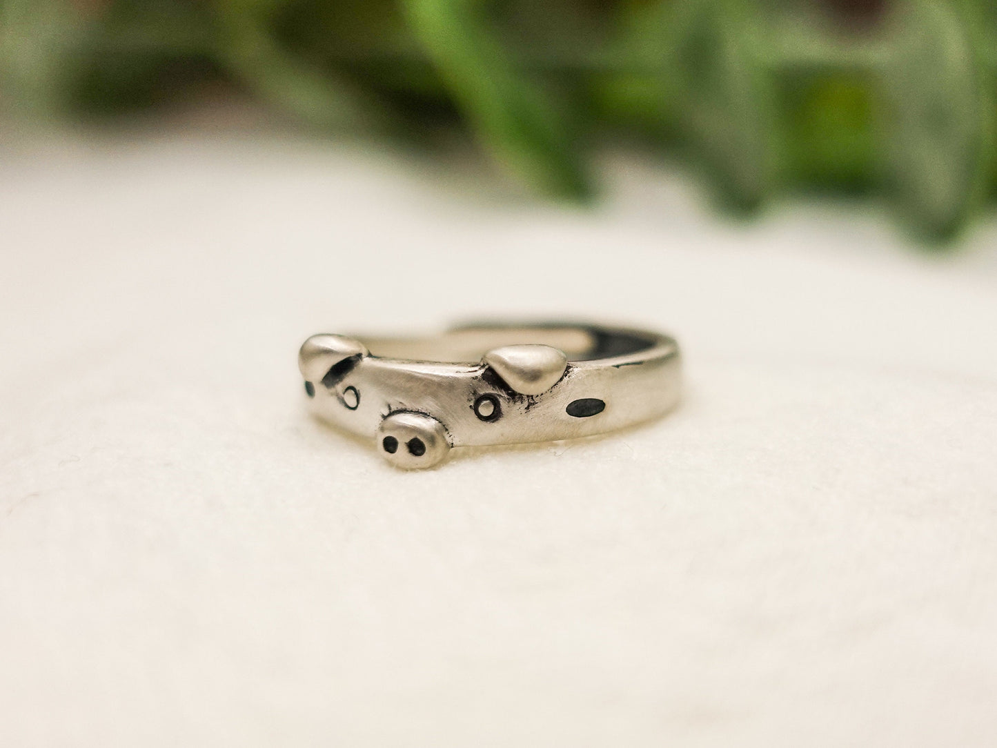 Sterling Silver Piglet Ring: Adjustable Zodiac Jewelry