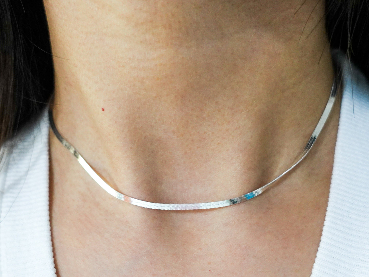 Sterling Silver Shiny Modern Elegance Thin Omega Chain Necklace, Premium Quality Lustrous Chain Necklace Versatile Wear Jewelry