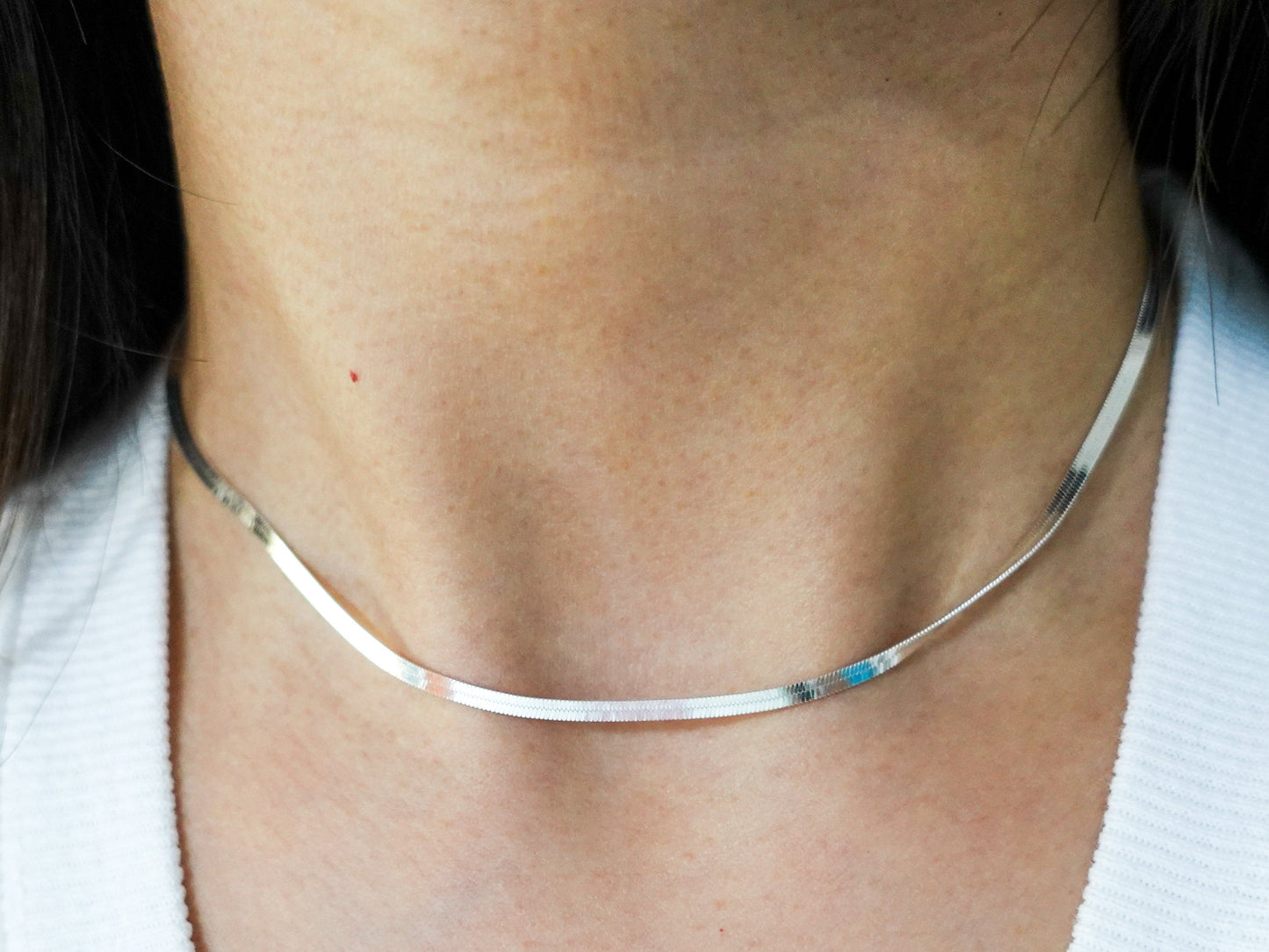 Sterling Silver Omega Chain Necklace: Shiny Modern Jewelry, Adjustable Length