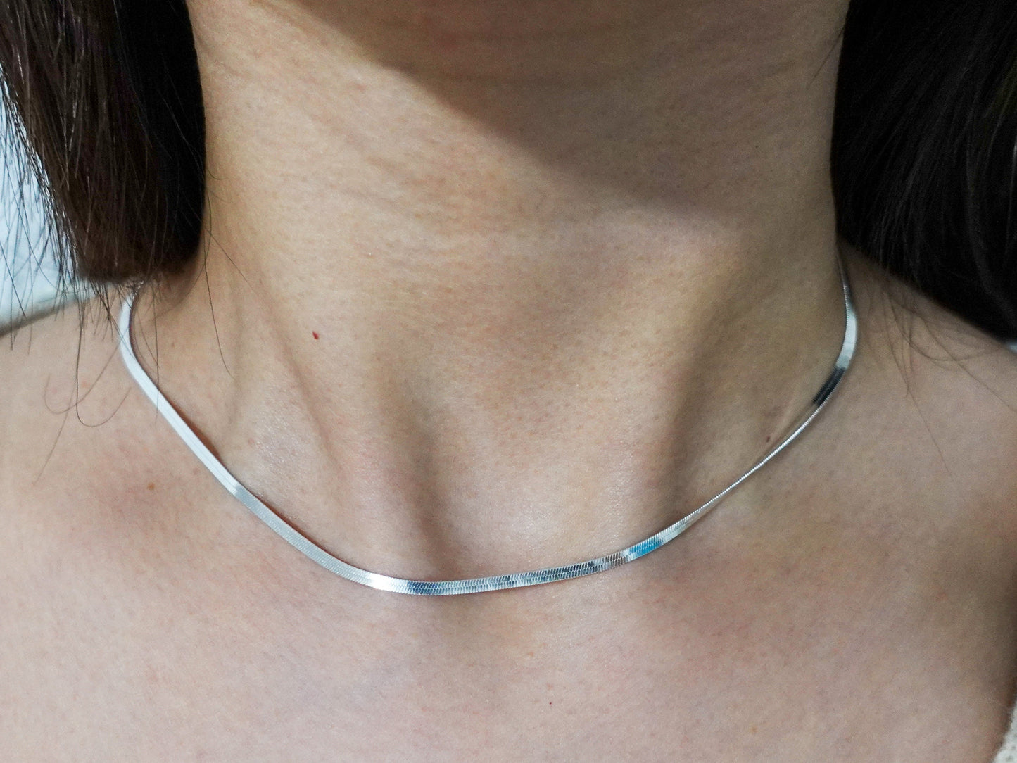Sterling Silver Shiny Modern Elegance Thin Omega Chain Necklace, Premium Quality Lustrous Chain Necklace Versatile Wear Jewelry