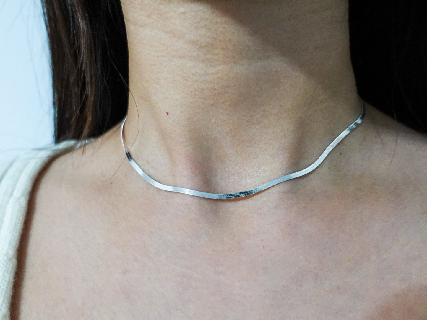 Sterling Silver Shiny Modern Elegance Thin Omega Chain Necklace, Premium Quality Lustrous Chain Necklace Versatile Wear Jewelry