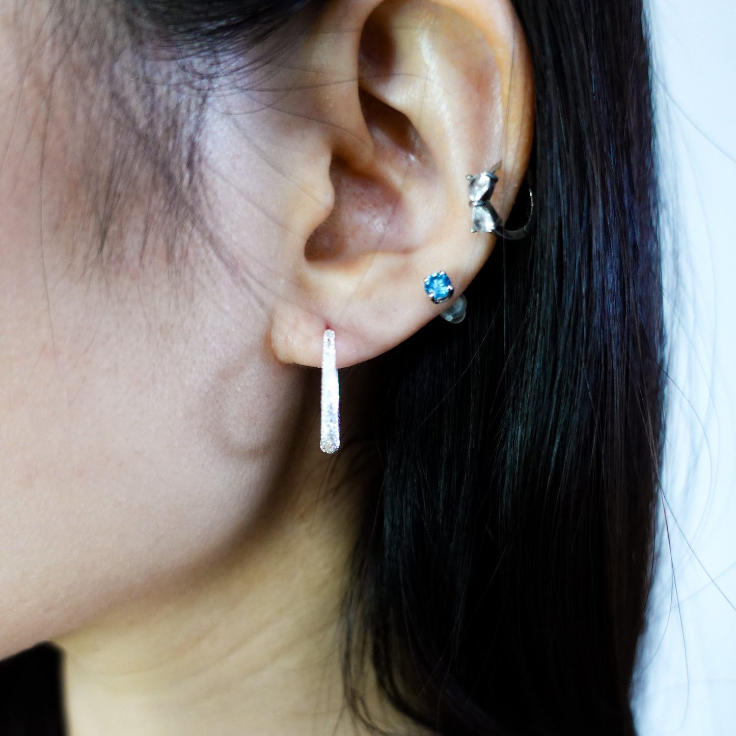 Sterling Silver Sparkle Hoop Earrings, Star-dust Minimalist Hoop Earrings, Crescent Hoop Earrings, Modern Earrings Valentine Gift