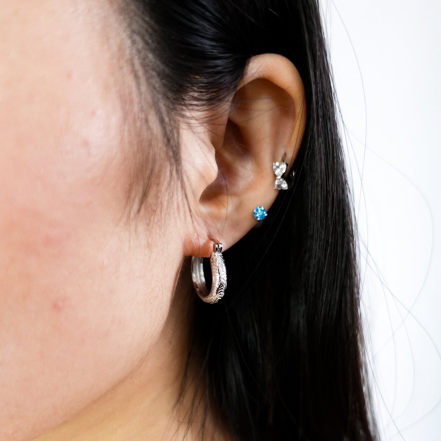 Sterling Silver Engraved Hoop Earrings, Filigree Earrings Everyday Earrings, Birthday Gift Jewelry Gift for Mom Girlfriend Sisters Her