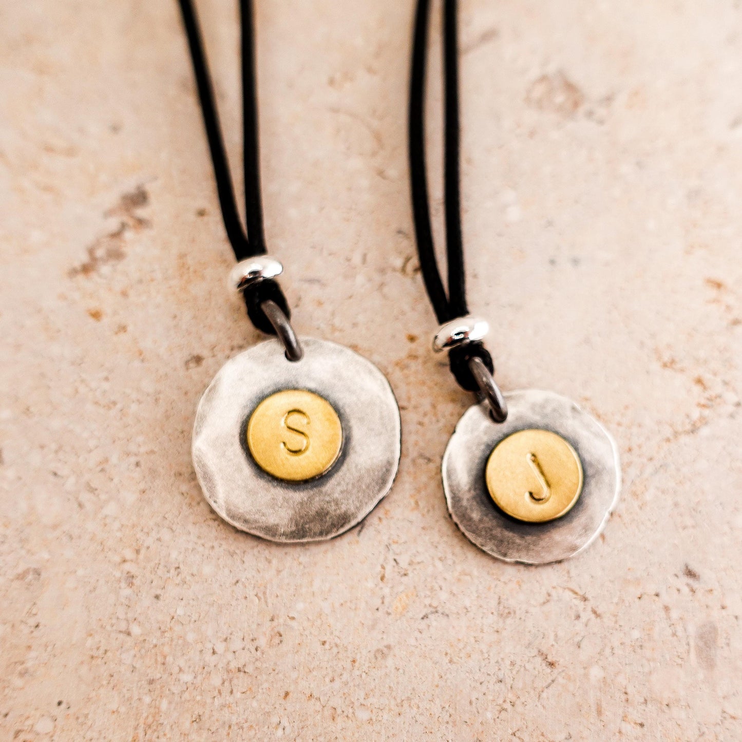 Two-Tone Sterling Silver Initial Necklace: Personalized Gold-Plated Letter Pendant