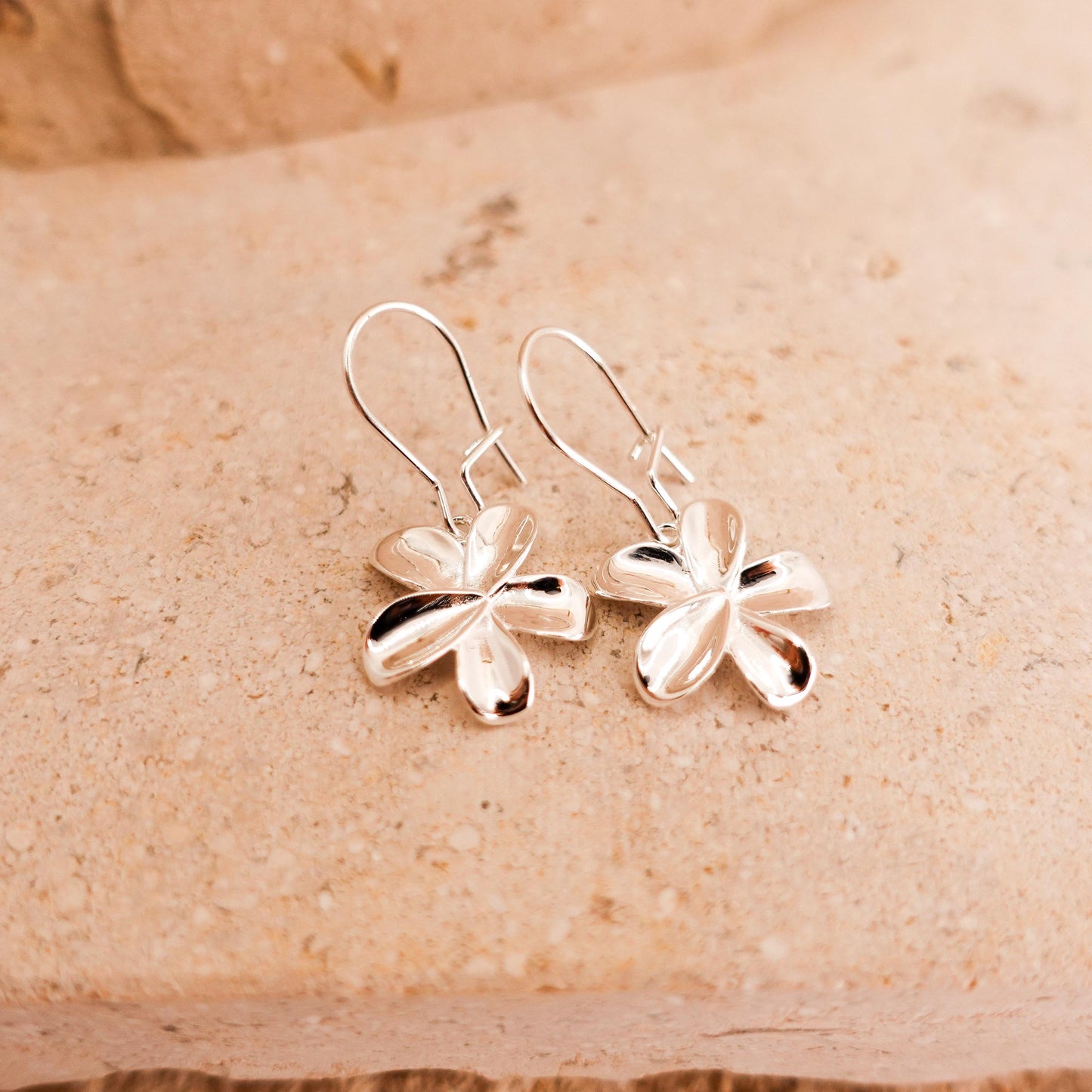 Sterling Silver Flower Dangle Earrings, Forget Me Not Jewelry Gift for Her Sis Friend
