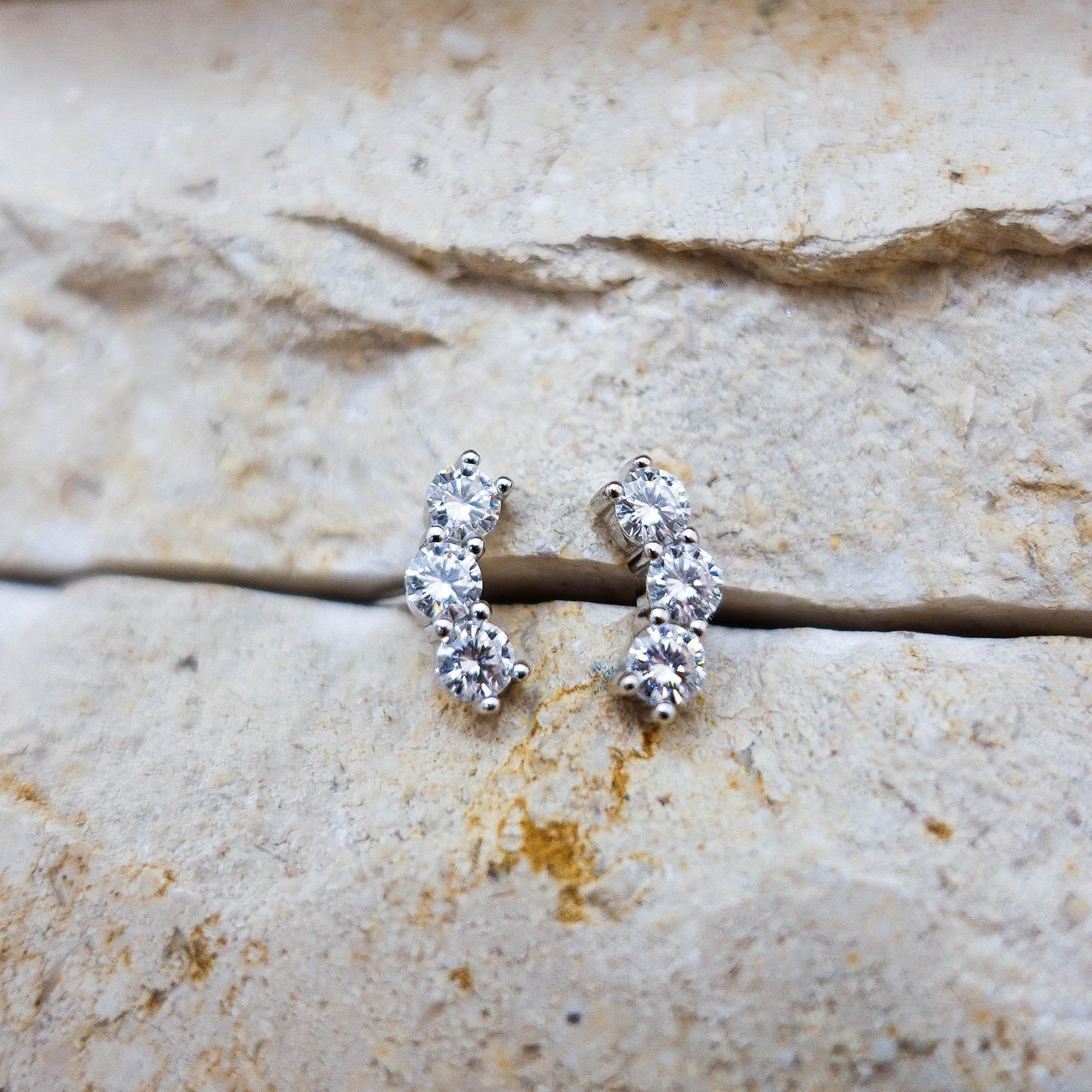 Moissanite Stud Earrings: Sterling Silver Helix Tragus Cartilage Jewelry