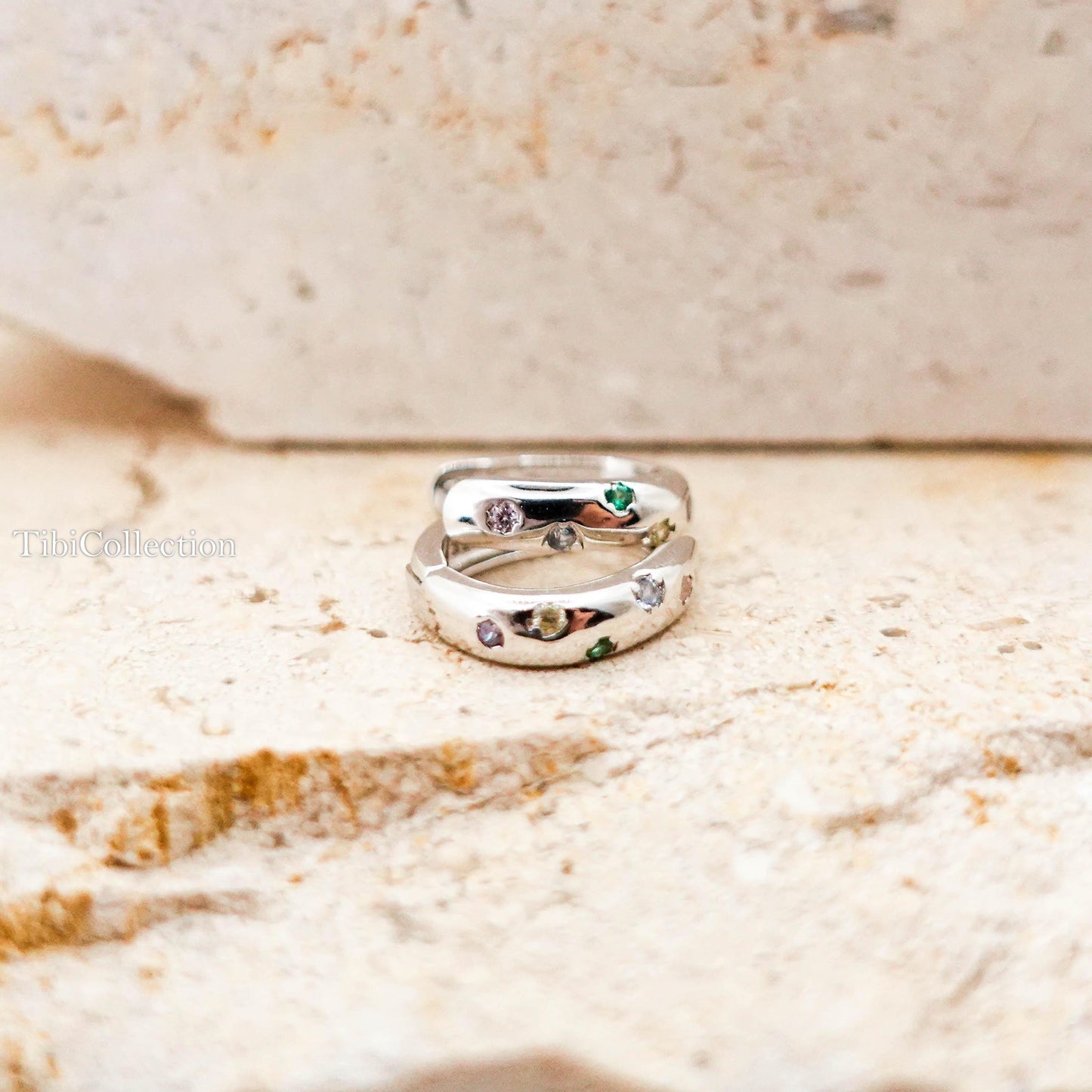 Huggie Hoop Earrings Sterling Silver, Colorful CZ Hoops Gift for Her