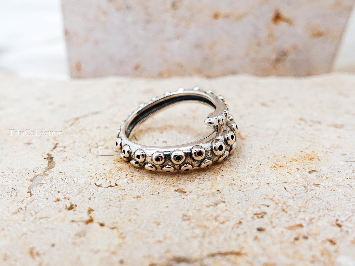 Sterling Silver Octopus Ring, Unisex Adjustable Thumb Open Ring, Gift for Her Him