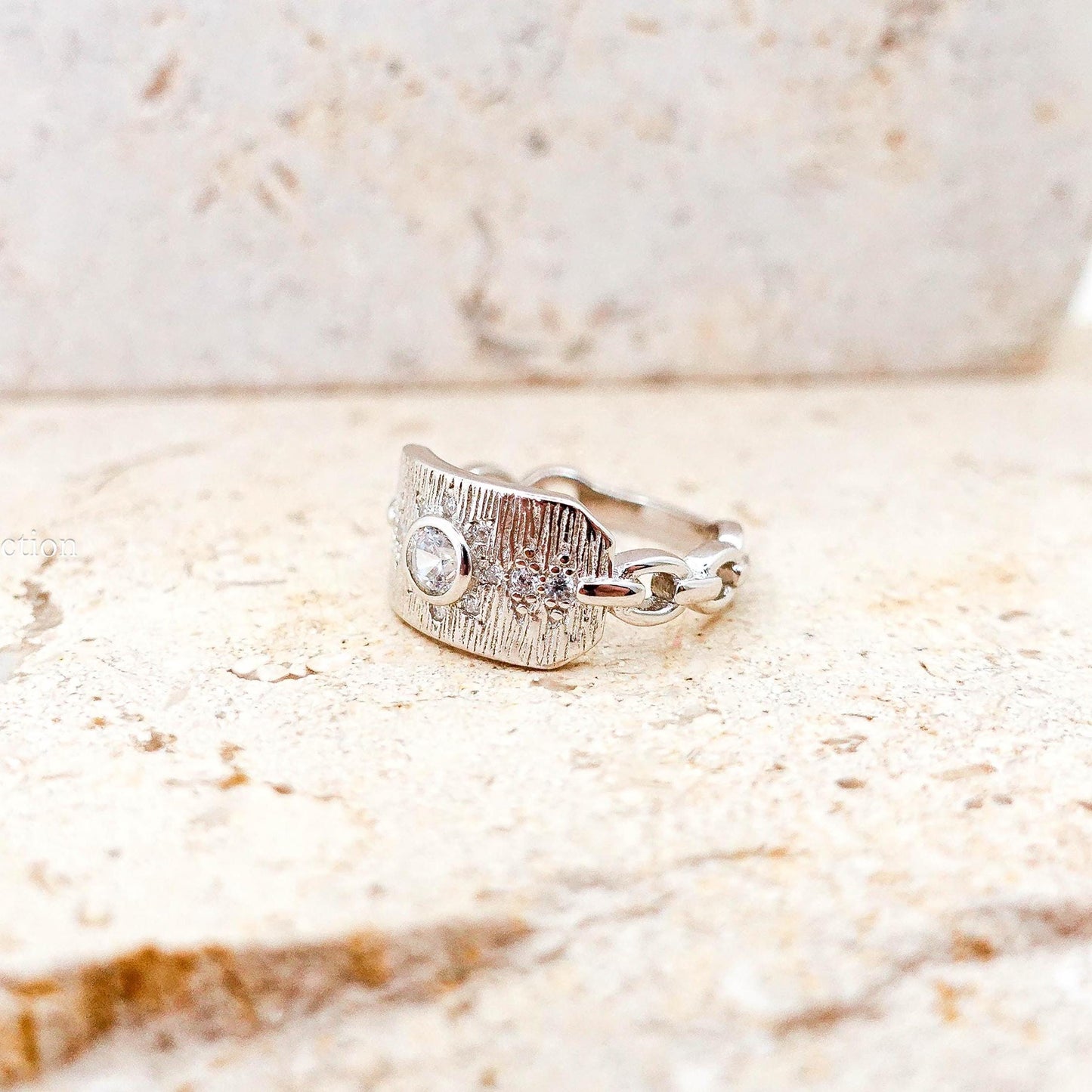 Sterling Silver North Star Pinky Ring, CZ Celestial Jewelry