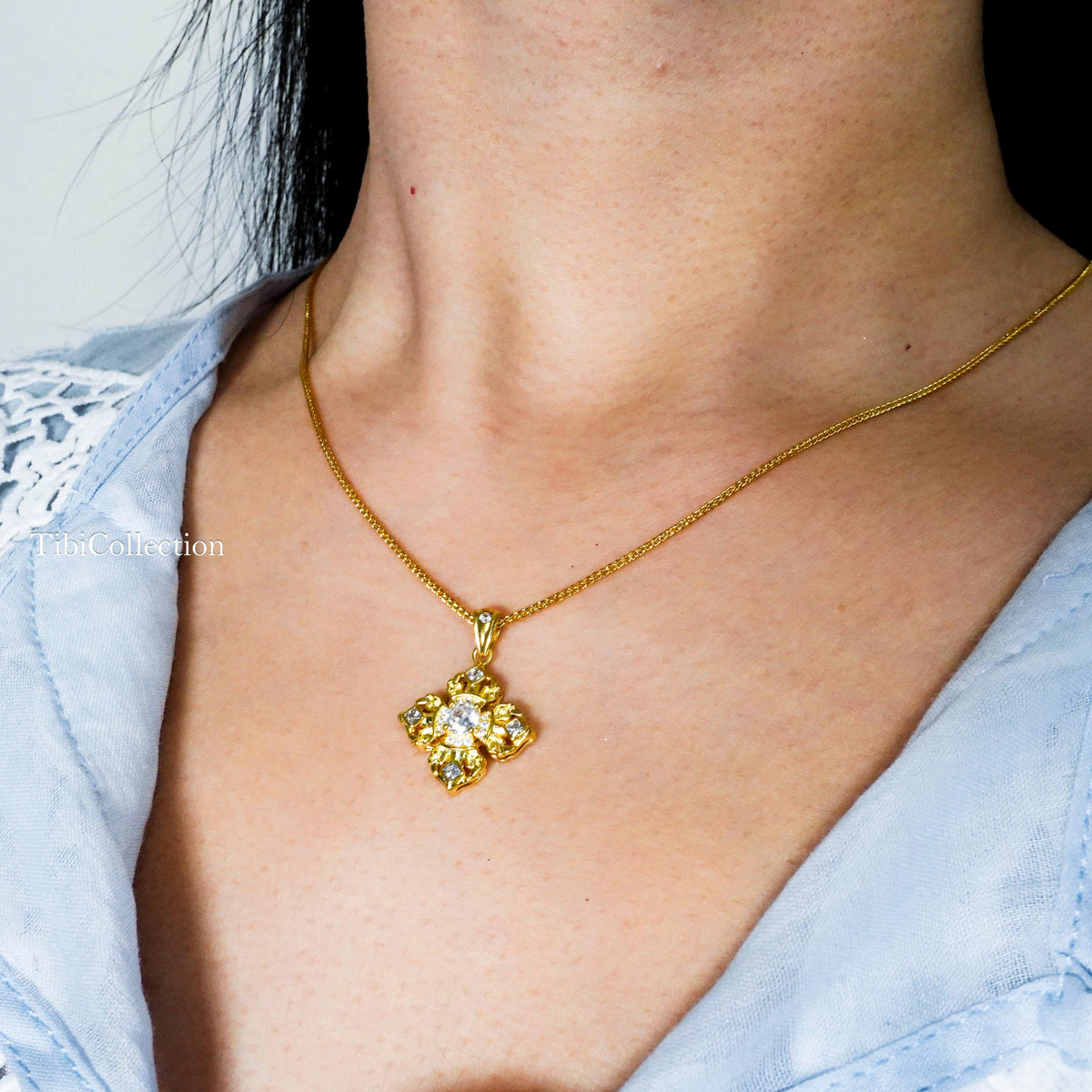Gold Vajra Protection Necklace, Sterling Silver Vintage Gifts for Her Mom