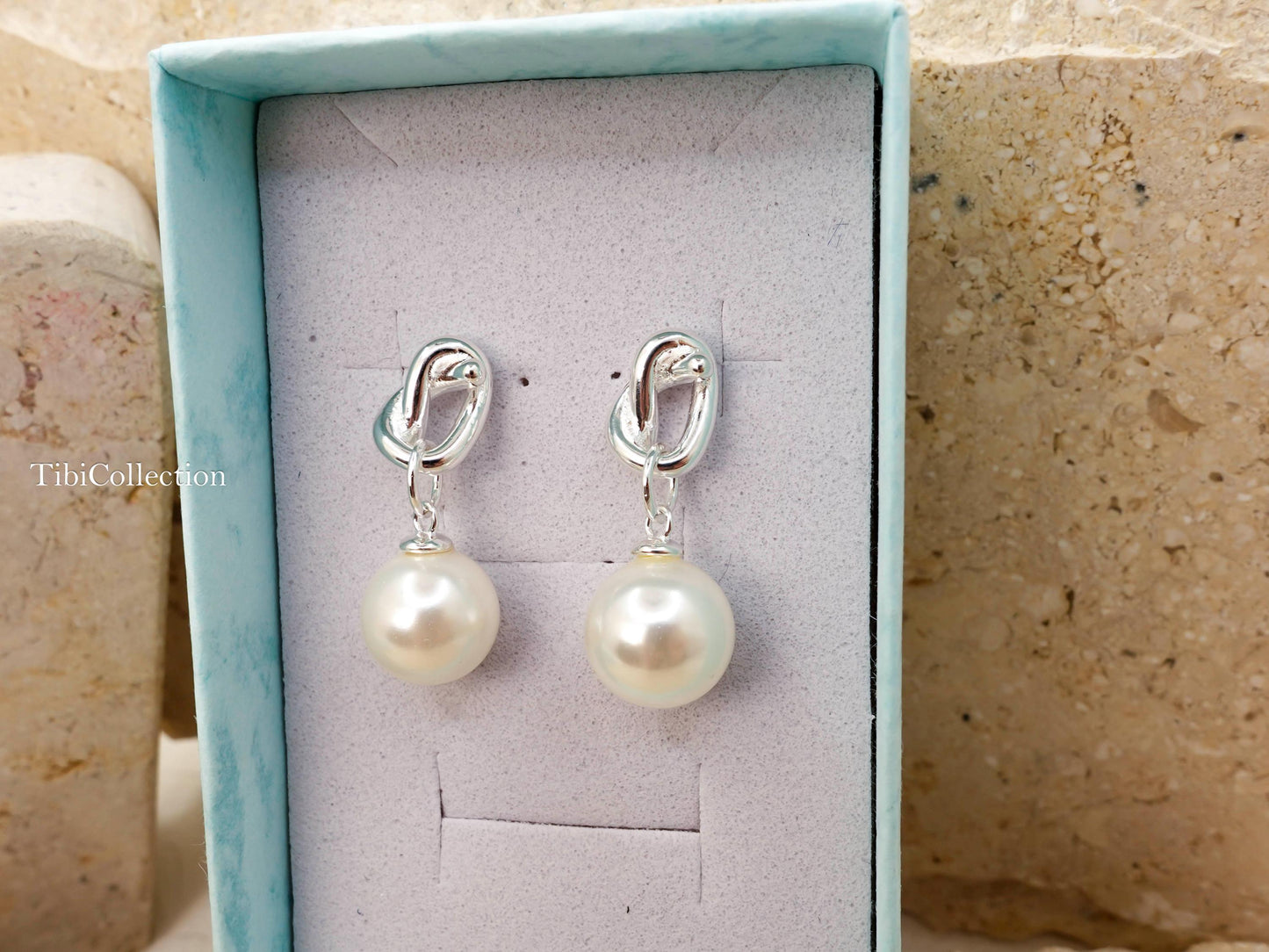 Sterling Silver Pearl Drop Earrings, Freshwater Pearl Jewelry Gift for Her Mom Sister