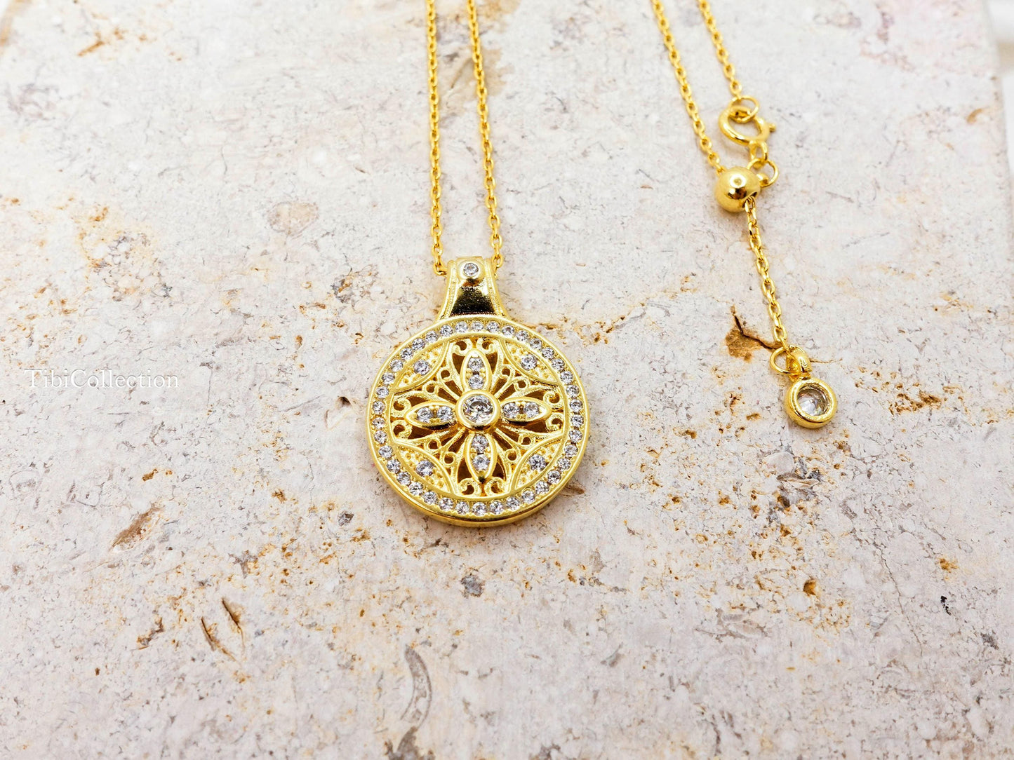 Double Sided Sun Necklace, Gold Filled Pink Sapphire Moissanite Fidget Necklace Confirmation Gift