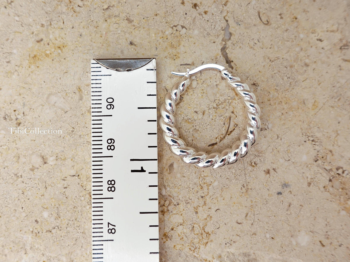 Sterling Silver Twisted Hoop Earrings, Chunky Braided Bold Statemen Hoops Everyday Luxury Gift