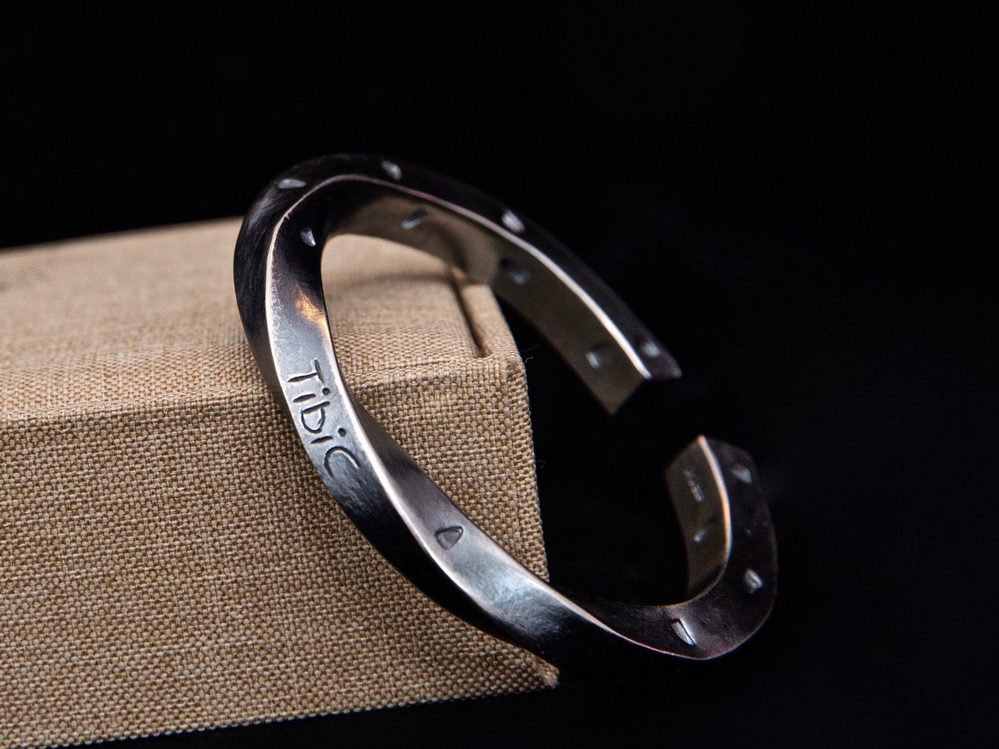 Solid Silver Mobius Cuff Bracelet for Him, mens Twist bracelet, oxidized silver bracelet, Valentines day gift for him, Black Mobius Bangle - TibiCollection