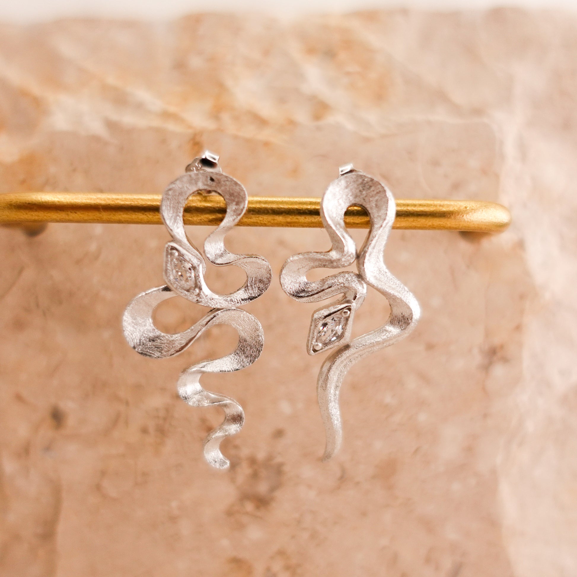 Sterling Silver Asymmetrical Snake Earrings