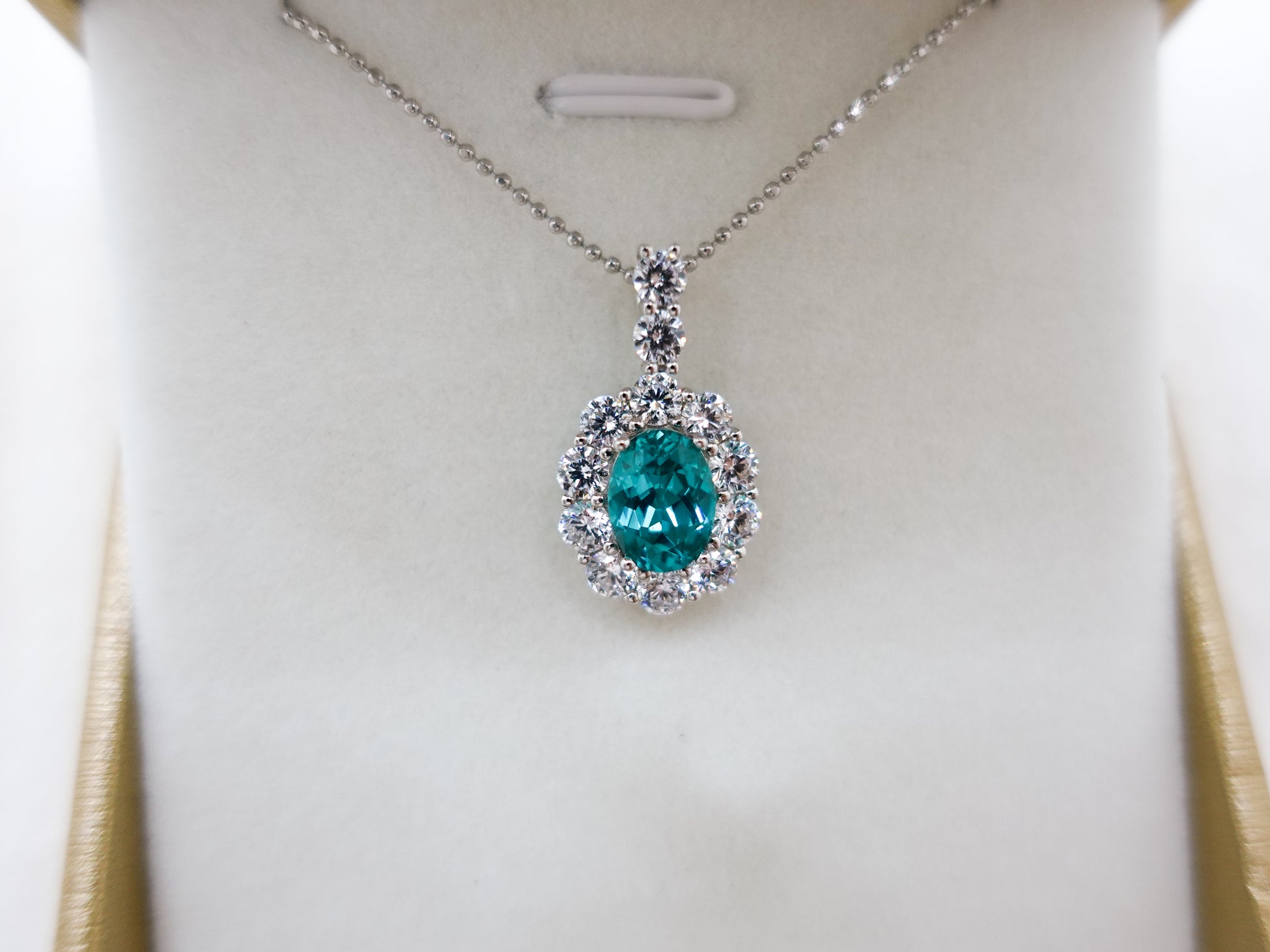 2CT Luxurious Dazzling Paraiba Diamond Pendant Necklace, Lab Grown Paraiba Diamond Pendant, Sterling Silver Blue Gemstone Necklace - TibiCollection