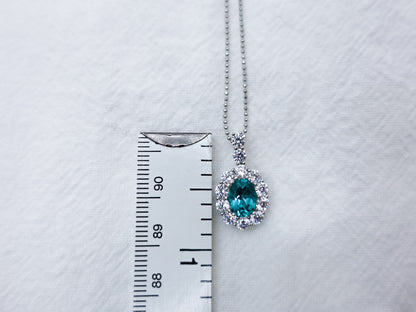 2CT Luxurious Dazzling Paraiba Diamond Pendant Necklace, Lab Grown Paraiba Diamond Pendant, Sterling Silver Blue Gemstone Necklace - TibiCollection