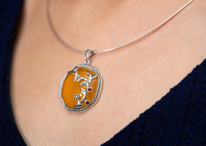 Yellow Chalcedony Pendant Necklace: Oversized Gemstone, Yellow Agate