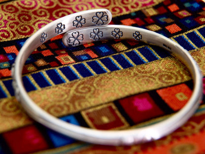 Sterling Silver Lotus Cuff Bracelet for Women, Protection Jewelry Gift for Her Mom Daughter