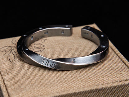 Oxidized Sterling Silver Mens Viking Bracelet: Personalized Cuff Bangle