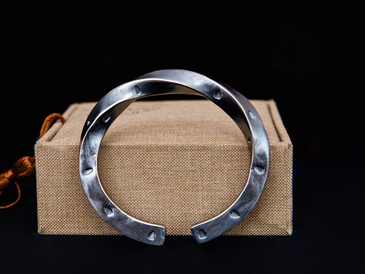 Oxidized Sterling Silver Mens Viking Bracelet: Personalized Cuff Bangle