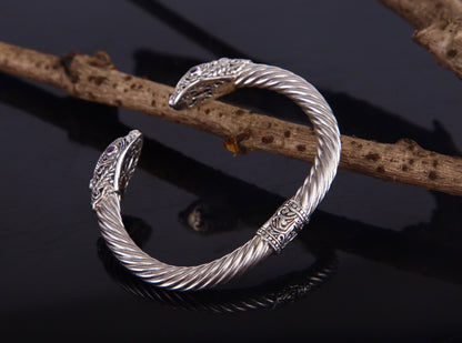 Sterling Silver Amethyst Cuff Bracelet: Two-Tone Bridal Jewelry