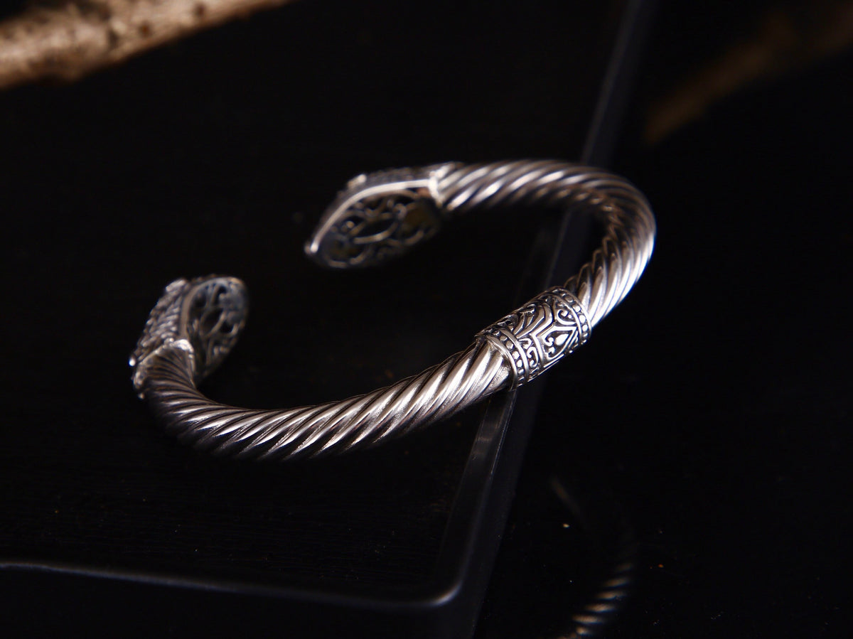Sterling Silver Amethyst Cuff Bracelet: Two-Tone Bridal Jewelry