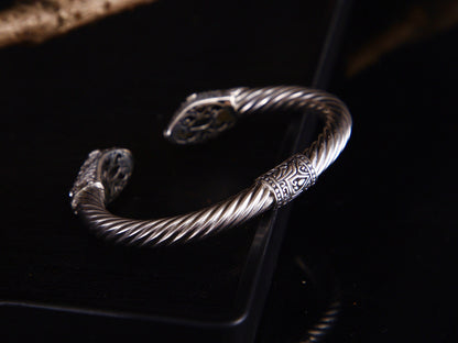 Sterling Silver Amethyst Cuff Bracelet: Two-Tone Bridal Jewelry