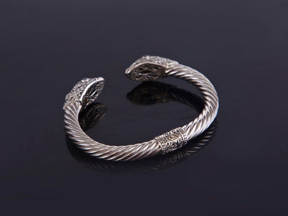 Sterling Silver Amethyst Cuff Bracelet: Two-Tone Bridal Jewelry